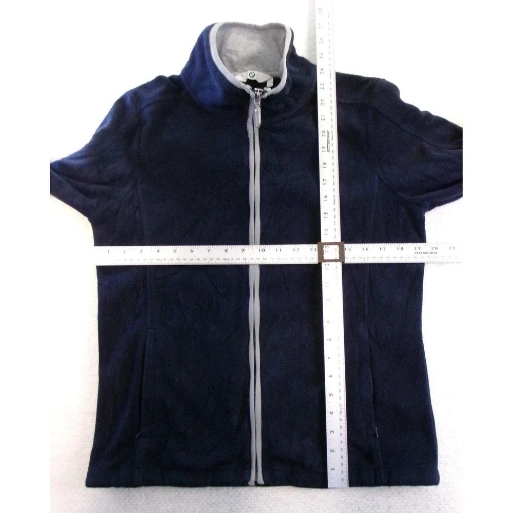 BMW Mens M Fleece‎ Jacket Navy Blue Full Zip Mock Neck Logo Trim 80142298164